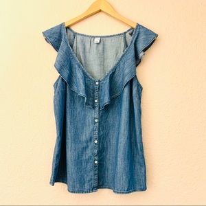 Old Navy Denim Ruffle Sleeveless Top